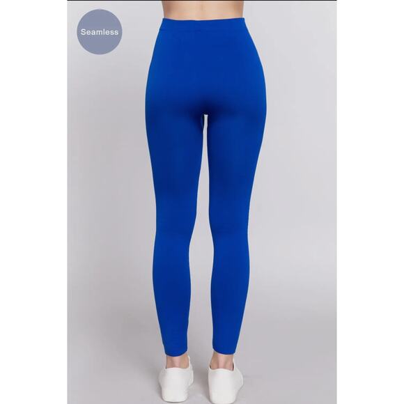 Active USA - Royal Blue Inner Brushed Seamless Leggings - One Size - Picture 3 of 5